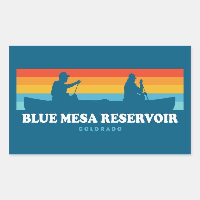 Sticker Rectangulaire Blue Mesa Réservoir Colorado Canoe (Devant)
