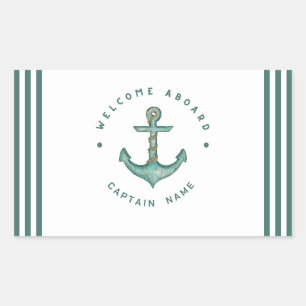 Sticker Rectangulaire Blue Navy Ancre nautique yacht club voile