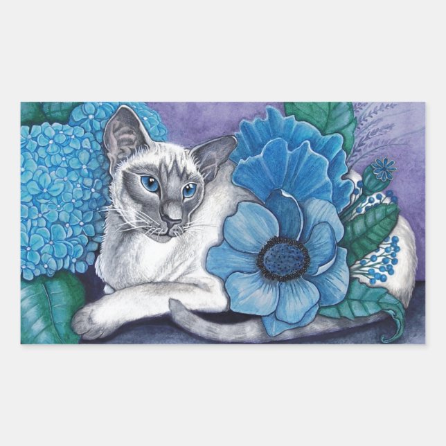 Sticker Rectangulaire Blue Point Siamese Chat (Devant)
