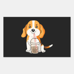 Sticker Rectangulaire Boba Tea Kawaii japonais Anime Beagle Lover Cadeau