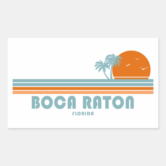 Sticker Rectangulaire Boca Raton Floride palmiers solaires (Devant)