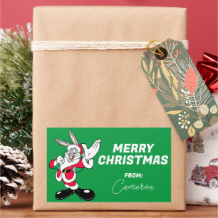 Sticker Rectangulaire BOGS BUNNY™ Père Noël Waving   Joyeuses fêtes