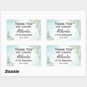 Sticker Rectangulaire Boho Dusty Blue Eucalyptus Green 30e anniversaire