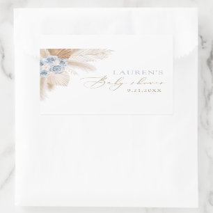 Sticker Rectangulaire Boho Pampas Baby shower Garçon en Herbe