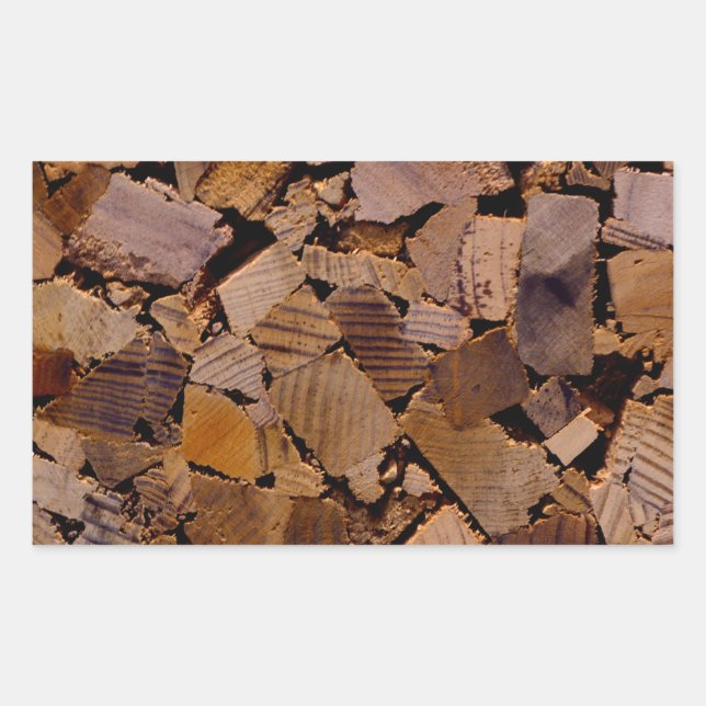 Sticker Rectangulaire Bois de chauffage rustique cabine bois  écorce mot (Devant)