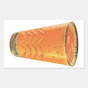 Sticker Rectangulaire Boissons vintages, Verre de jus d'orange Petit-déj