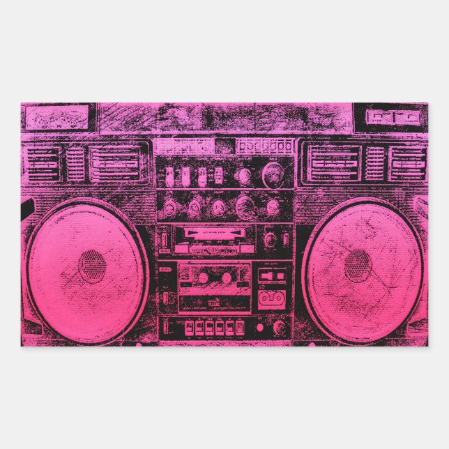 Sticker Rectangulaire boite rose (Devant)