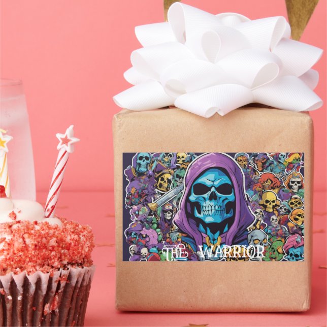 Sticker Rectangulaire Bombe à collants pleine de Skeletor (Fête)
