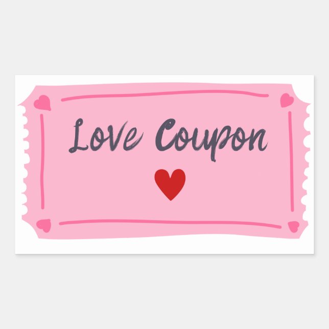 Sticker Rectangulaire Bon de l'amour Saint-Valentin  (Devant)