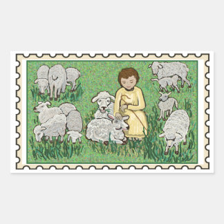 Sticker Rectangulaire Bon Pasteur Timbre Faux