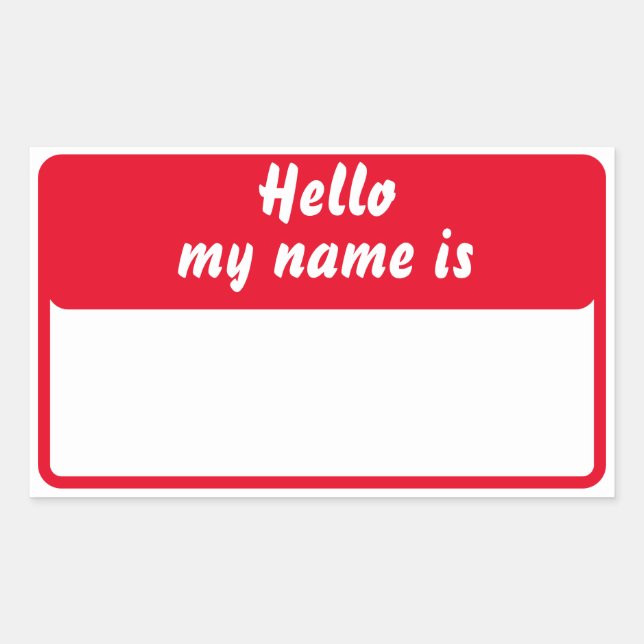 Sticker Rectangulaire Bonjour mon nom est (Devant)