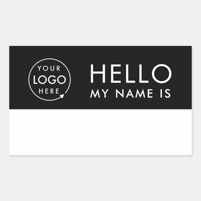 Sticker Rectangulaire Bonjour Mon Nom Est | Logo Personnalisé Moderne Mi (Devant)
