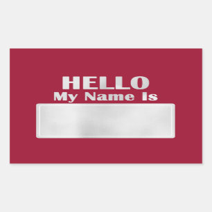 Sticker Rectangulaire Bonjour Mon Nom Est Tag Meeting Class Meeting Red 