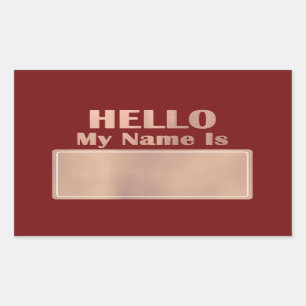Sticker Rectangulaire Bonjour Mon Nom Est Tag Meeting Mariage Family Mee