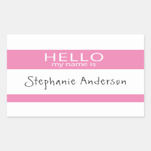 Sticker Rectangulaire BONJOUR Personnalisé Mon Nom Est Un Insigne Stick