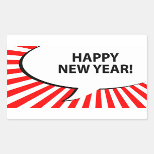 Sticker Rectangulaire bonne année ! bulle de la bande dessinée
