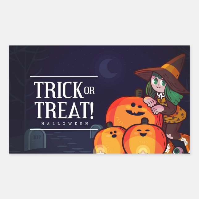 Sticker Rectangulaire Bonne fête d'Halloween (Devant)