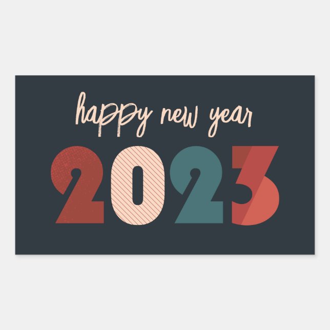 Sticker Rectangulaire Bonne nouvelle année 2023 texte (Devant)