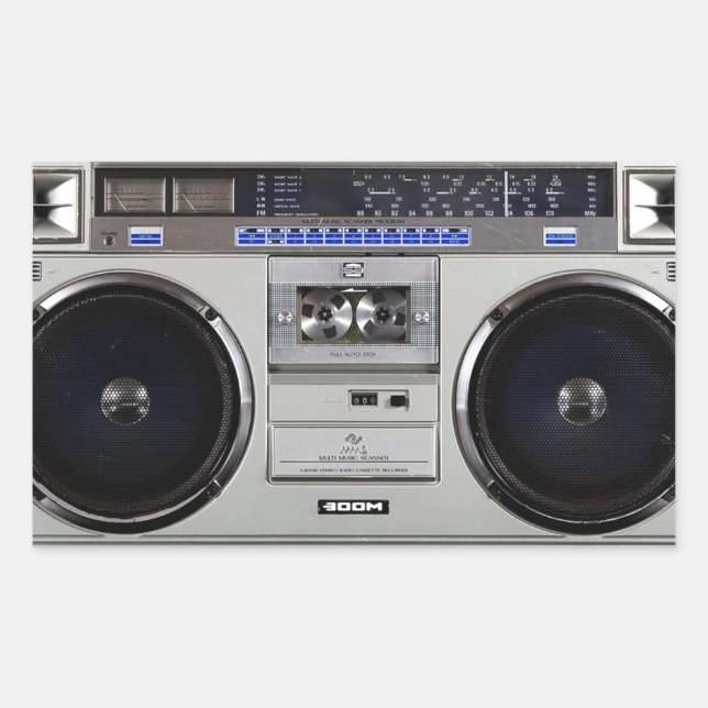 Sticker Rectangulaire Boombox Ghetto Blaster (Devant)