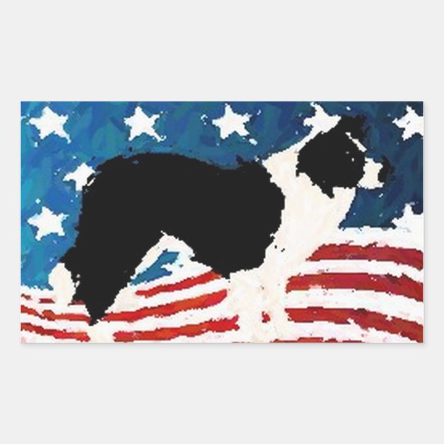 Sticker Rectangulaire Bordure Collie Sticker~Jour commémoratif (Devant)