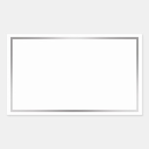 Sticker Rectangulaire Bordure simple en blanc et en argent