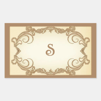 Sticker Rectangulaire Bordure vintage avec initiale