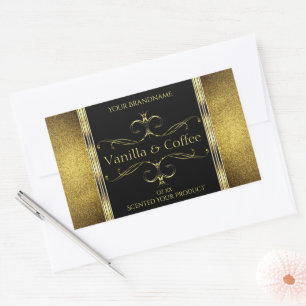 Sticker Rectangulaire Bordures de Parties scintillant en or noir Étiquet