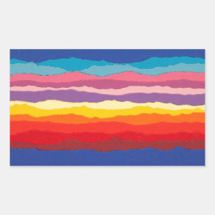 Sticker Rectangulaire Bordures en papier déchirées colorées.