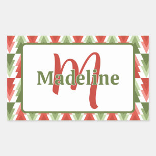 Sticker Rectangulaire Bosquet de sapins de Noël géométriques