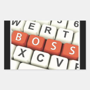 Sticker Rectangulaire Boss Day, Red Boss dans Clavier d'ordinateur