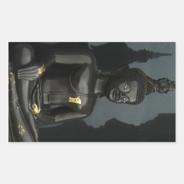 Sticker Rectangulaire Bouddha noir ... Nong Khai, Isaan, Thaïlande (Devant)