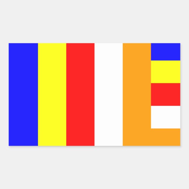 Sticker Rectangulaire Bouddhisme - Drapeau bouddhiste (Devant)