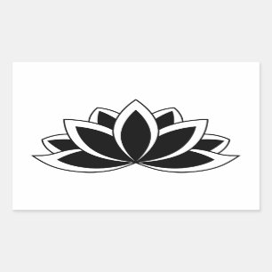Sticker Rectangulaire Bouddhiste noir original, symbole de Lotus flower