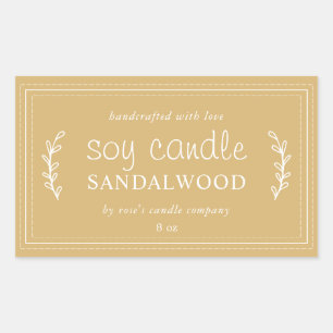 Sticker Rectangulaire Bougie artisanale XL au soja Feuillage Jaune sur m