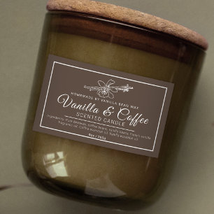 Sticker Rectangulaire Bougie marron au café vanille fait maison ingrédie