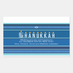 Sticker Rectangulaire Bougies Hanoukka rayées