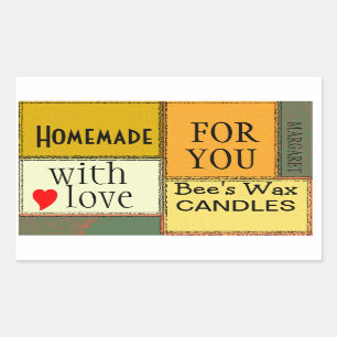 Sticker Rectangulaire Bougies maison Personnalisées
