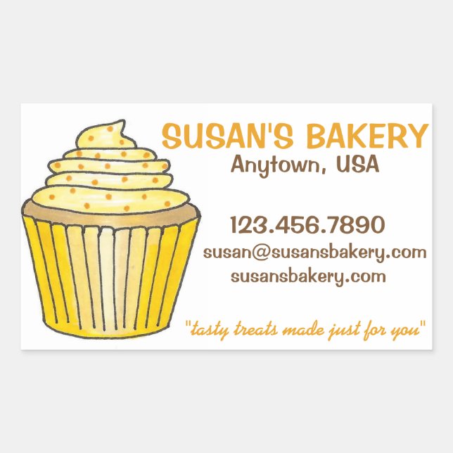 Sticker Rectangulaire Boulangerie Personnalisée Cupcake Cuite À L'Aide D (Devant)