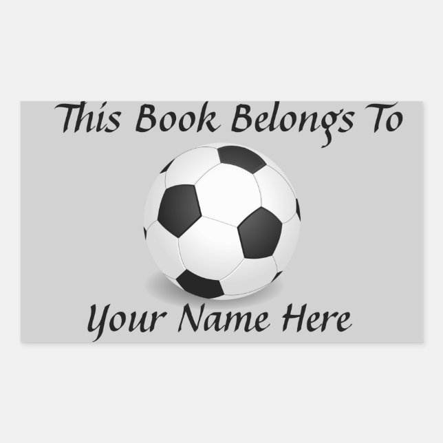 Sticker Rectangulaire Boule de soccer sur boule gris Nom du livre Plaque (Devant)