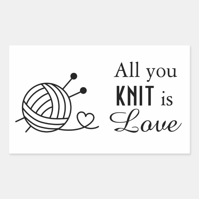 Sticker Rectangulaire Boule de Tricot Fil d'artisanat - Tout ce que vous (Devant)
