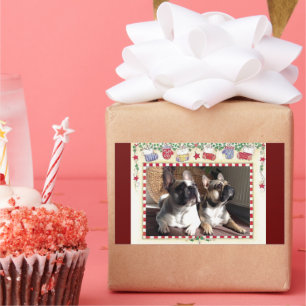 Sticker Rectangulaire Bouledogue français Noël Bouledogue français 