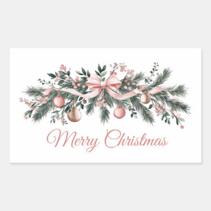 Sticker Rectangulaire Bouquet de bougies de Noël fleurs cône de pin