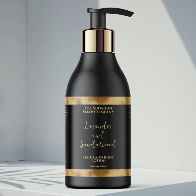 Sticker Rectangulaire Bouteille de cosmétique noir & or de luxe étiquett (Créateur téléchargé)
