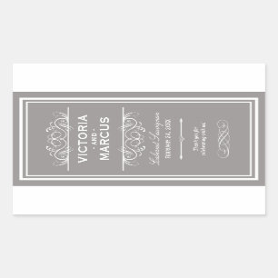 Sticker Rectangulaire Bouteille Mariage en eau Monogramme Favoriser les 