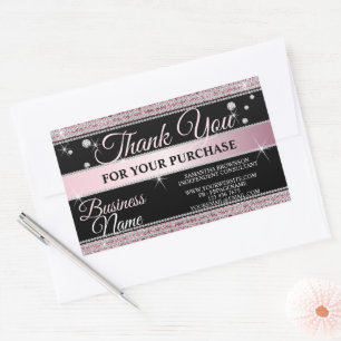 Sticker Rectangulaire Boutique de bijoux en diamant rose scintillant Gir