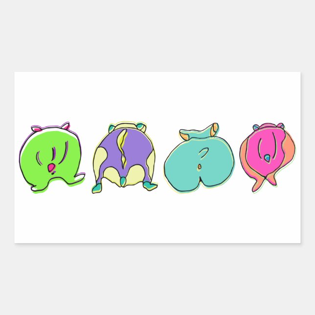 Sticker Rectangulaire Boutons de hamster colorés (Devant)