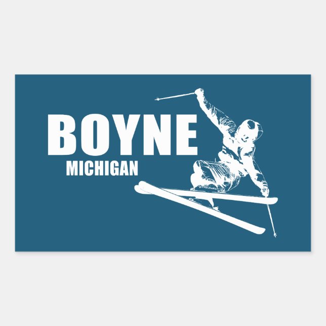 Sticker Rectangulaire Boyne Mountain Resort Michigan Skier (Devant)