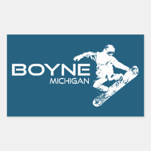 Sticker Rectangulaire Boyne Mountain Resort Michigan Snowboardeur