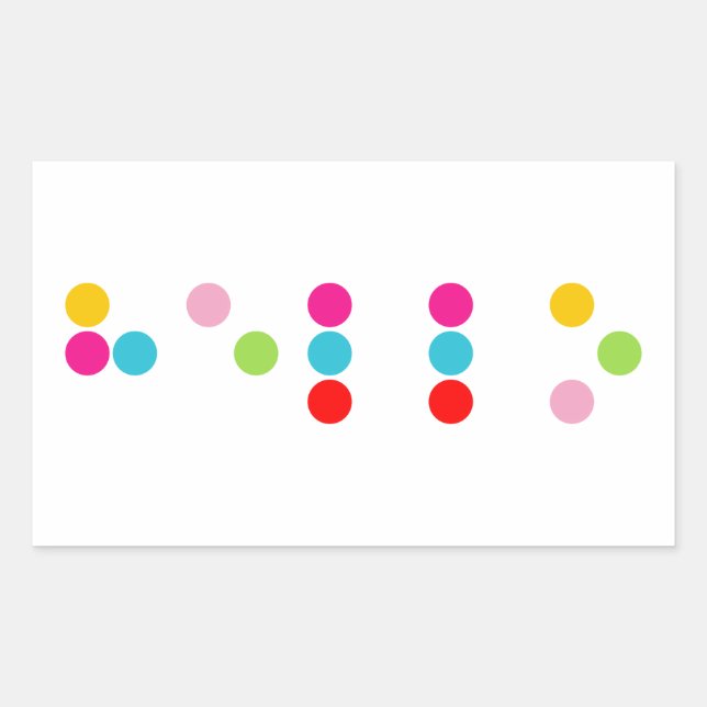 Sticker Rectangulaire Braille aveugle alphabet lettres bonjour texte (Devant)