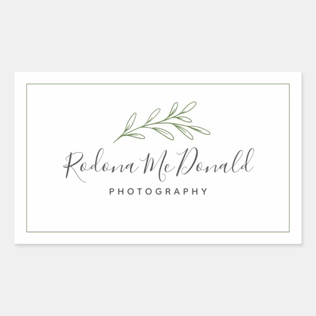 Sticker Rectangulaire Branche moderne Foliage Vert Professionnel (Devant)